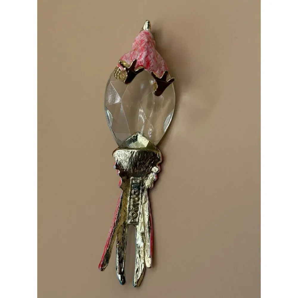 🐦 Vintage Portugal Crystal Bird Figurine Pink Blue Gold Tone Pheasant